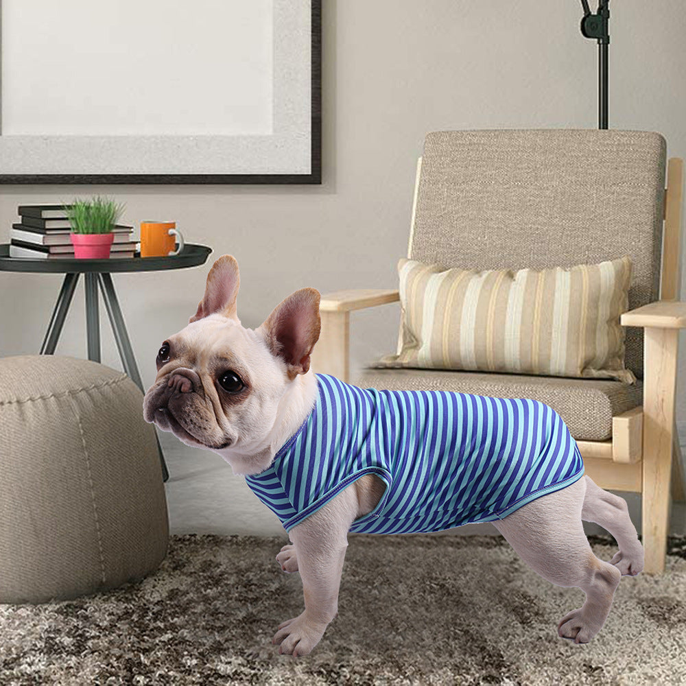 Pet Striped Crew Neck Tank T-Shirt Clothing