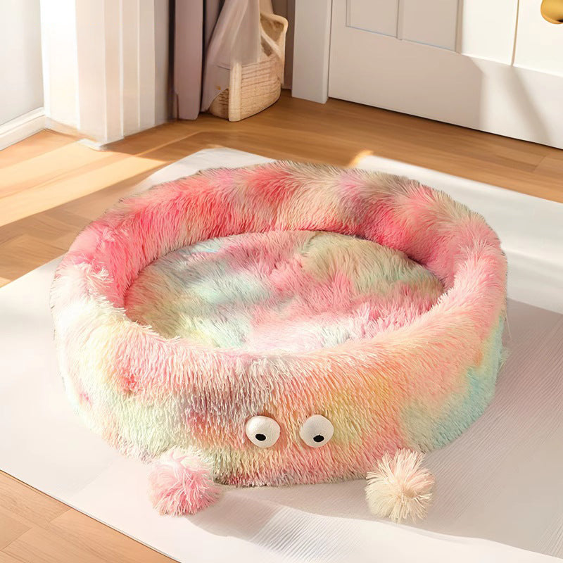Pet Winter Warm Cute Monster Round Nest Bed