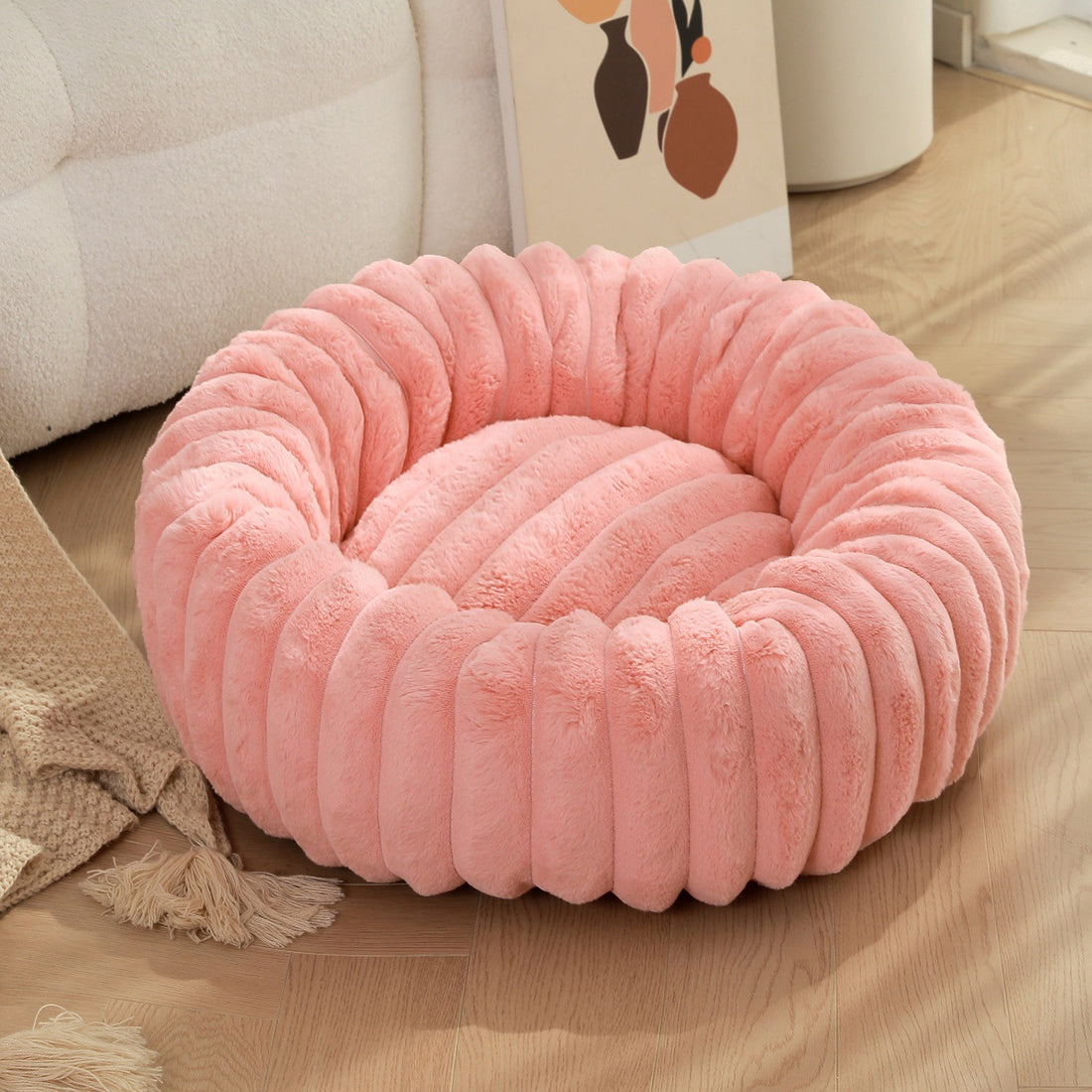 Pet Plush Round Winter Warm Kennel Mat Bed