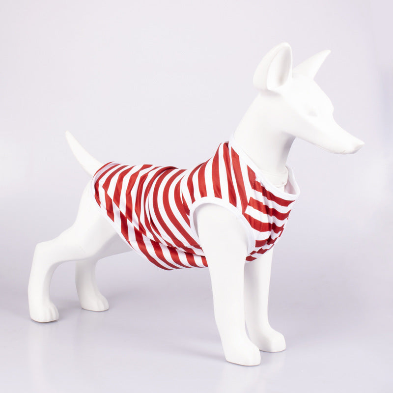 Pet Striped Crew Neck Tank T-Shirt Clothing