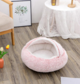 Pet 2 In 1 Round Plush Winter Warm Bed House