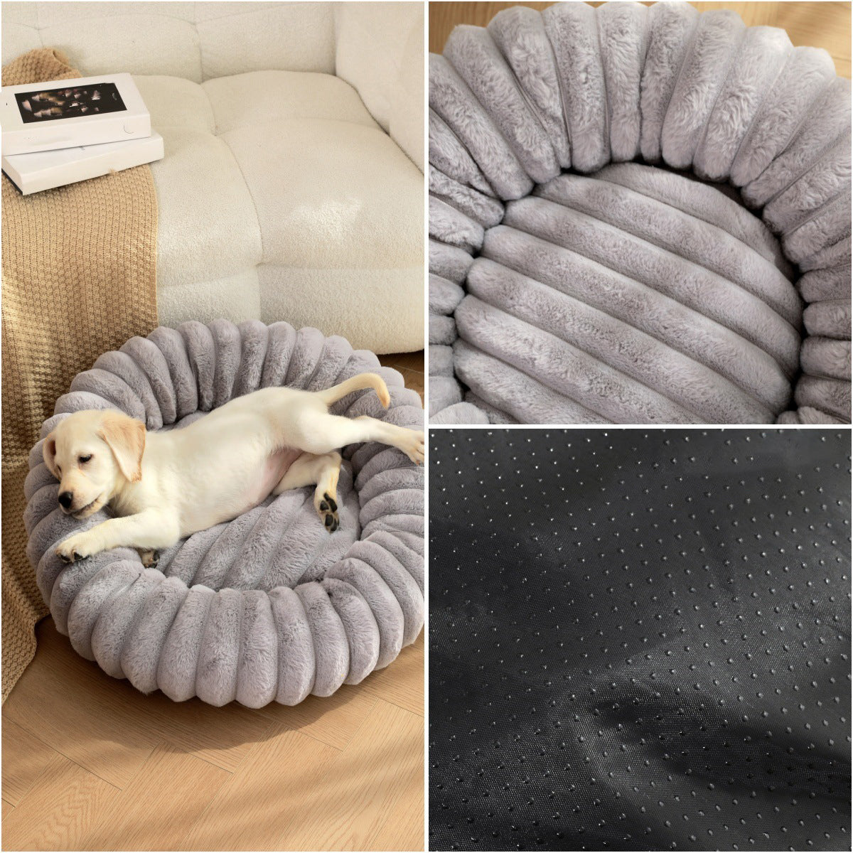 Pet Plush Round Winter Warm Kennel Mat Bed