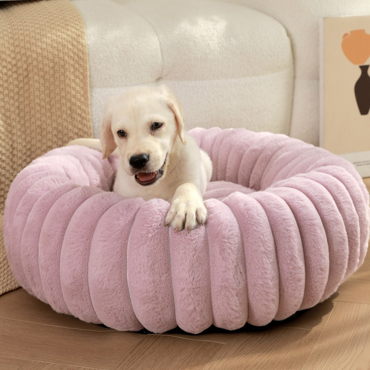 Pet Plush Round Winter Warm Kennel Mat Bed