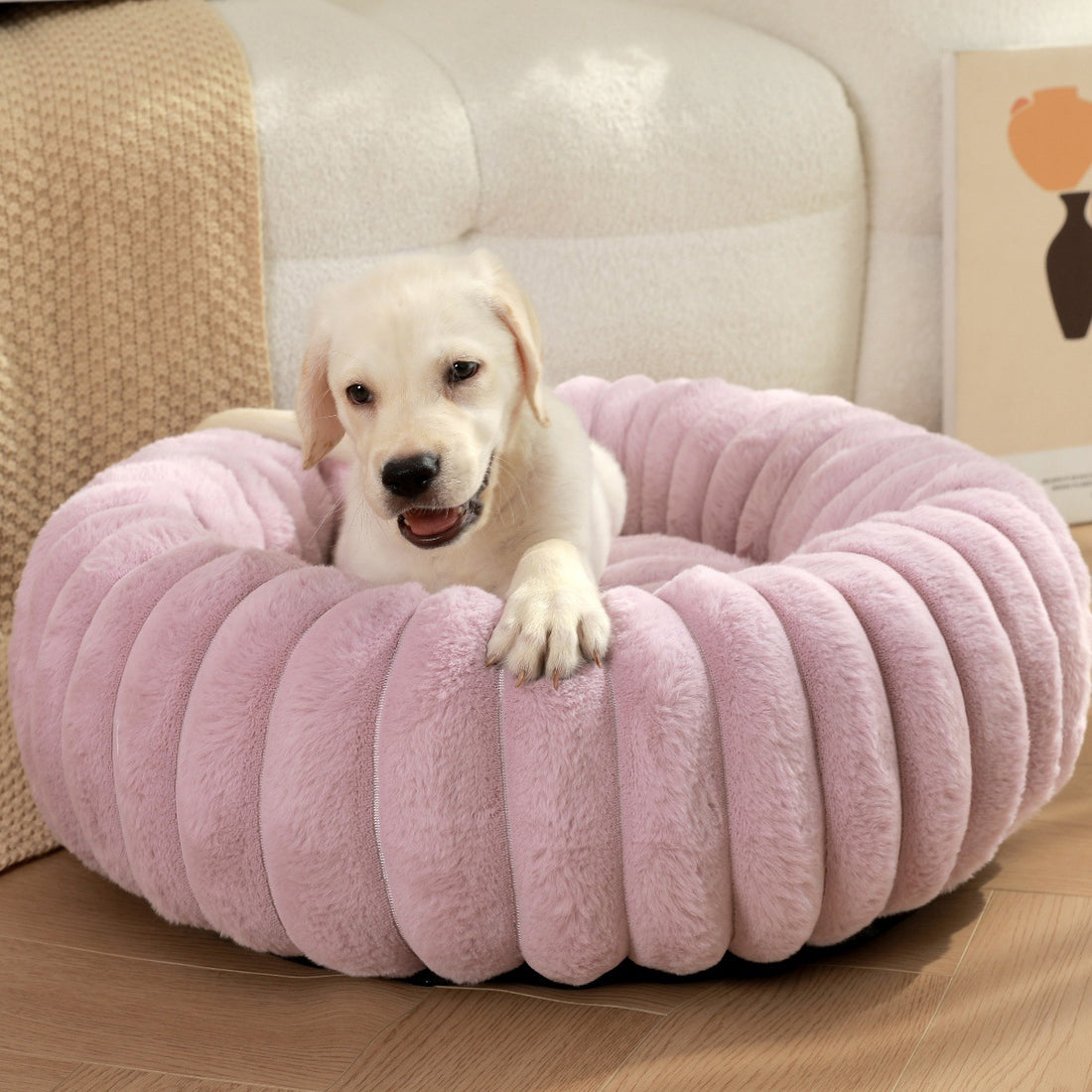 Pet Plush Round Winter Warm Kennel Mat Bed