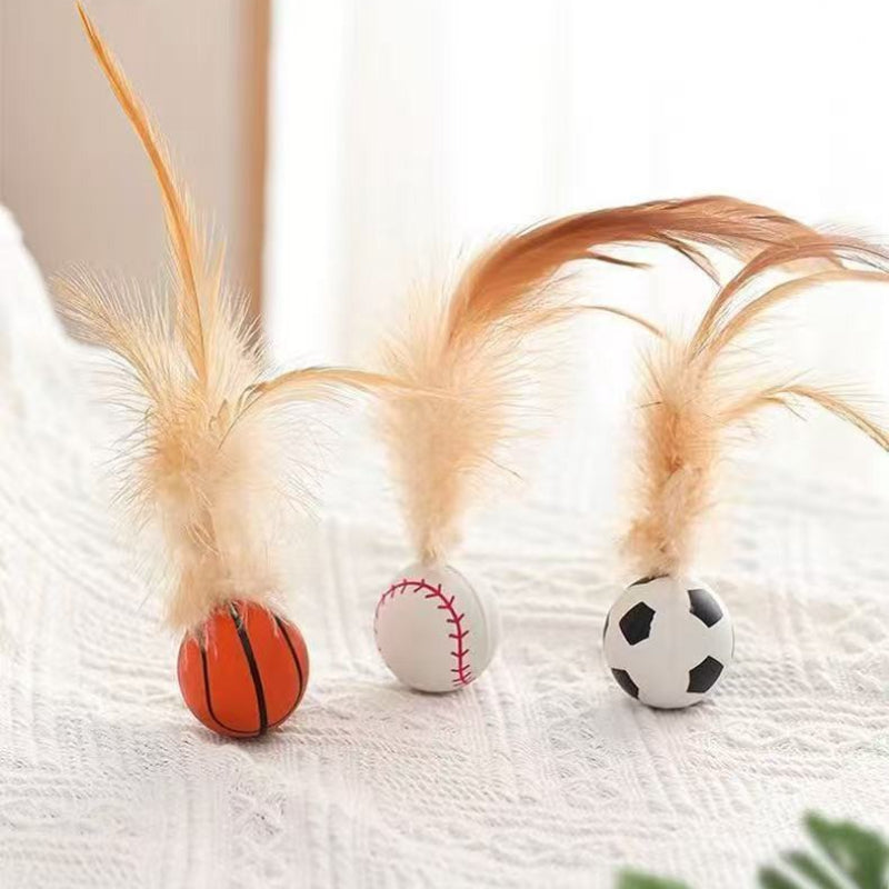 Pet Self Entertainment Feather Bouncy Ball Interactive Toy
