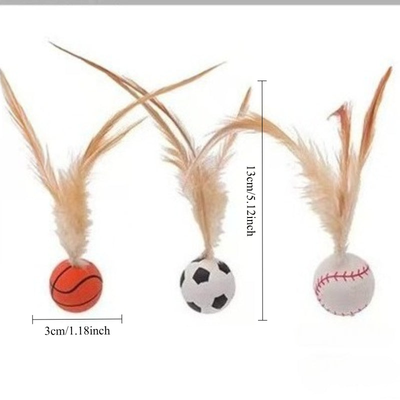 Pet Self Entertainment Feather Bouncy Ball Interactive Toy