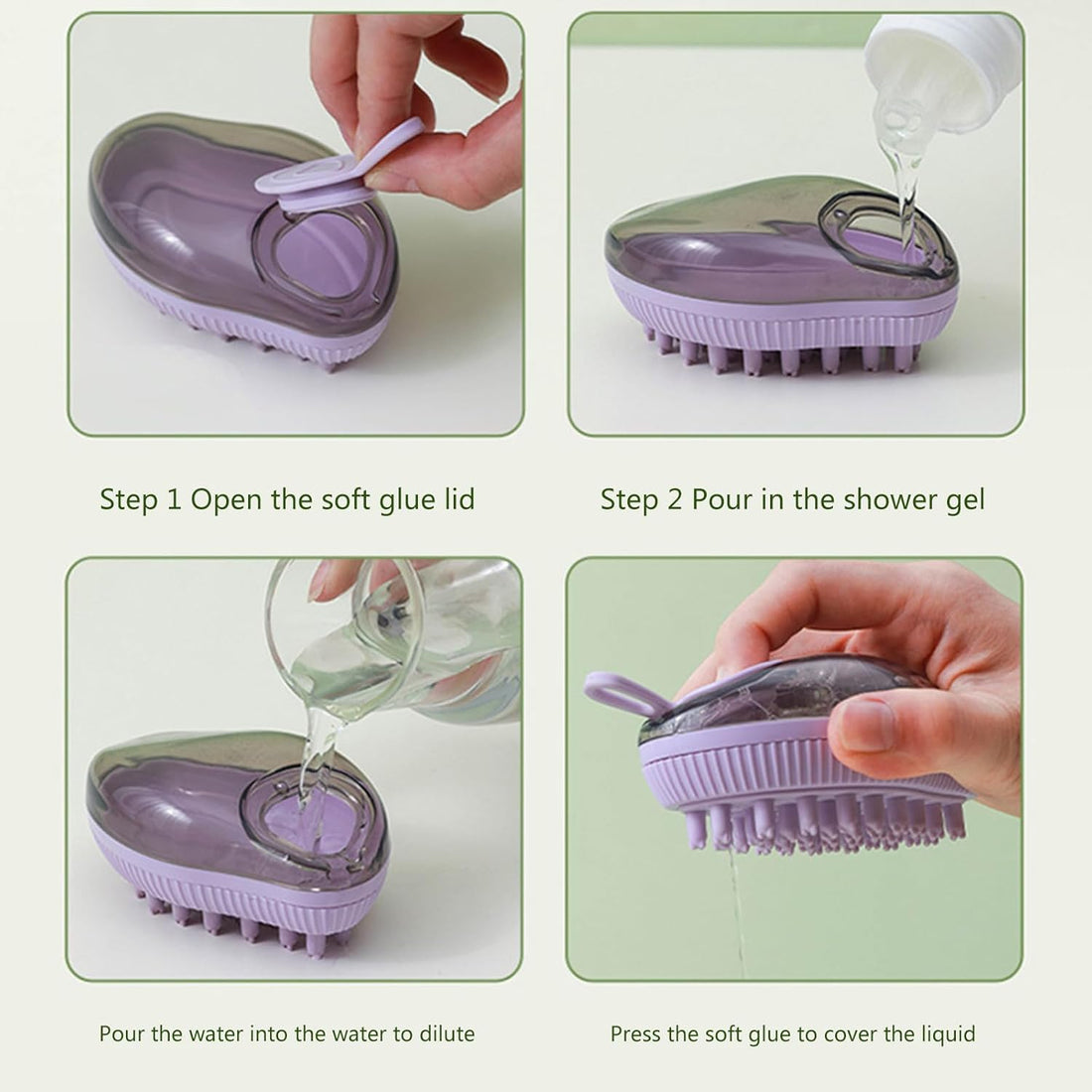 Pet Silicone Bath Massage Brush With Shampoo Dispenser