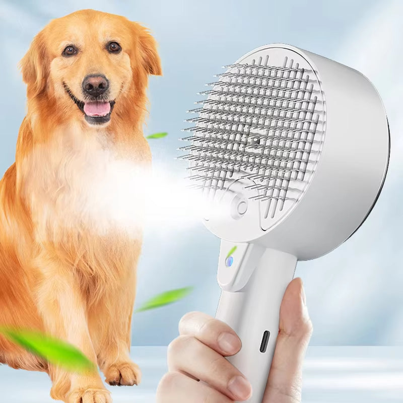 Electric Steam Pet Grooming Brush With Spray Massage Tool