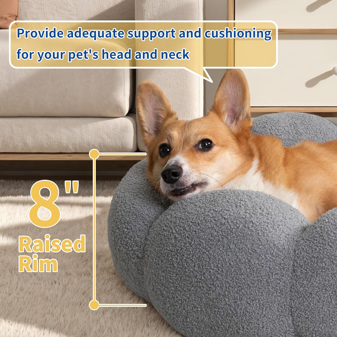 Pet Fluffy Round Calming Plush Donut Bed