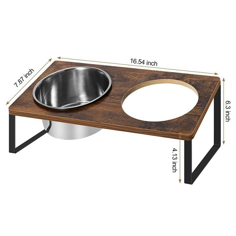 Iron Wood Combined Pet Feeding Rack With Bowl Stand