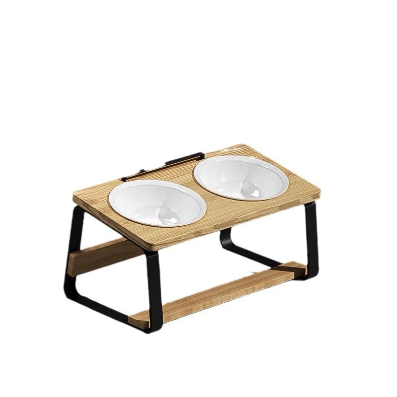Pet Ceramic Double Bowl Elevated Feeding Stand