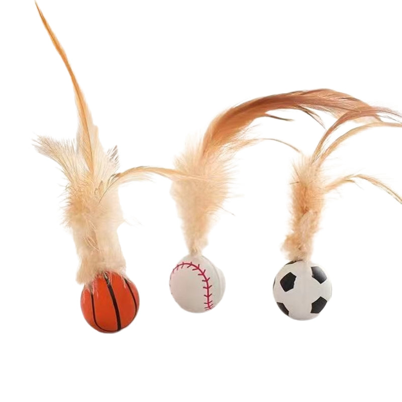 Pet Self Entertainment Feather Bouncy Ball Interactive Toy