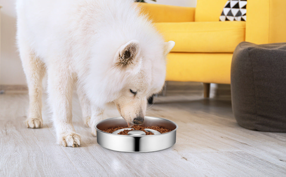 Stainless Steel Pet Slow Feeding Bowl With Neck Protection