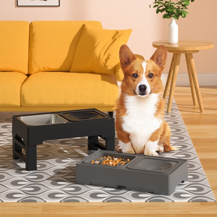 Adjustable Height Pet Double Stainless Bowl Stand