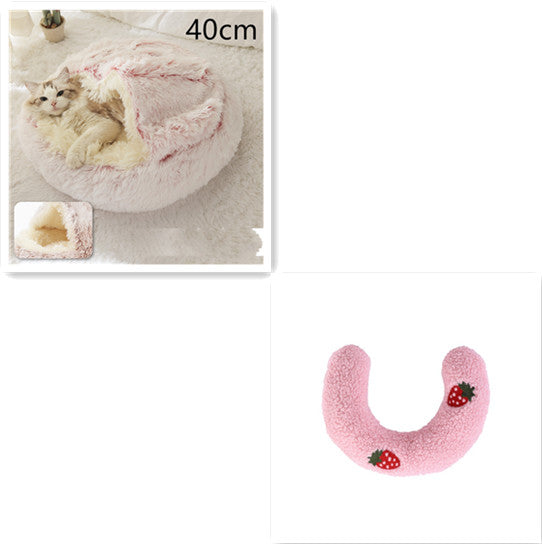 Pet 2 In 1 Round Plush Winter Warm Bed House